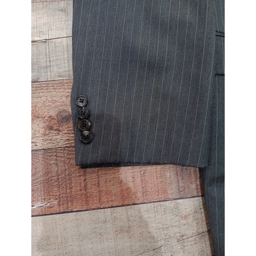 Loro Piana Hickey Freeman‎ Tasmania 120 Pinstripe Wool Blazer Brown 50L 2248